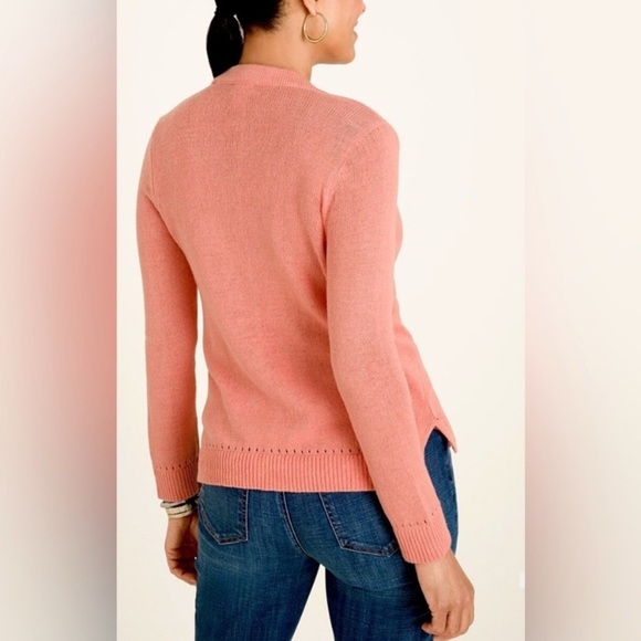 Chicos Linen/Cotton Button-Up Cardigan Sweater size L in Sienna Rose - Picture 2 of 16